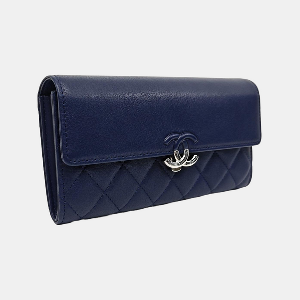 Quilted Lambskin Wallet Blue