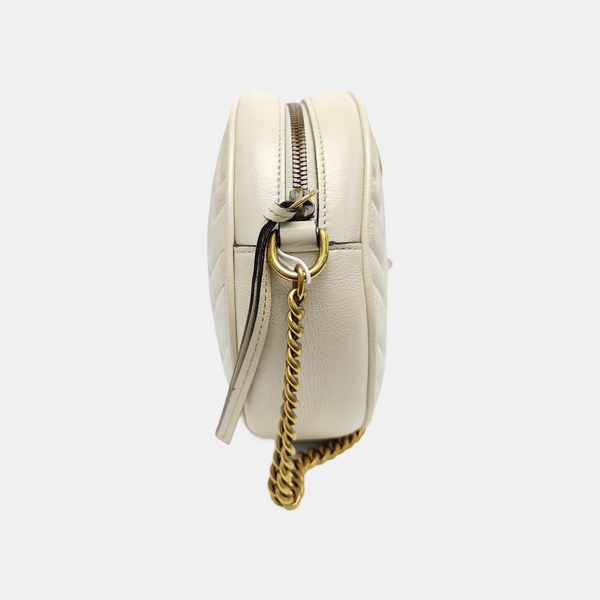 GG Marmont Mini Quilted Calfskin White