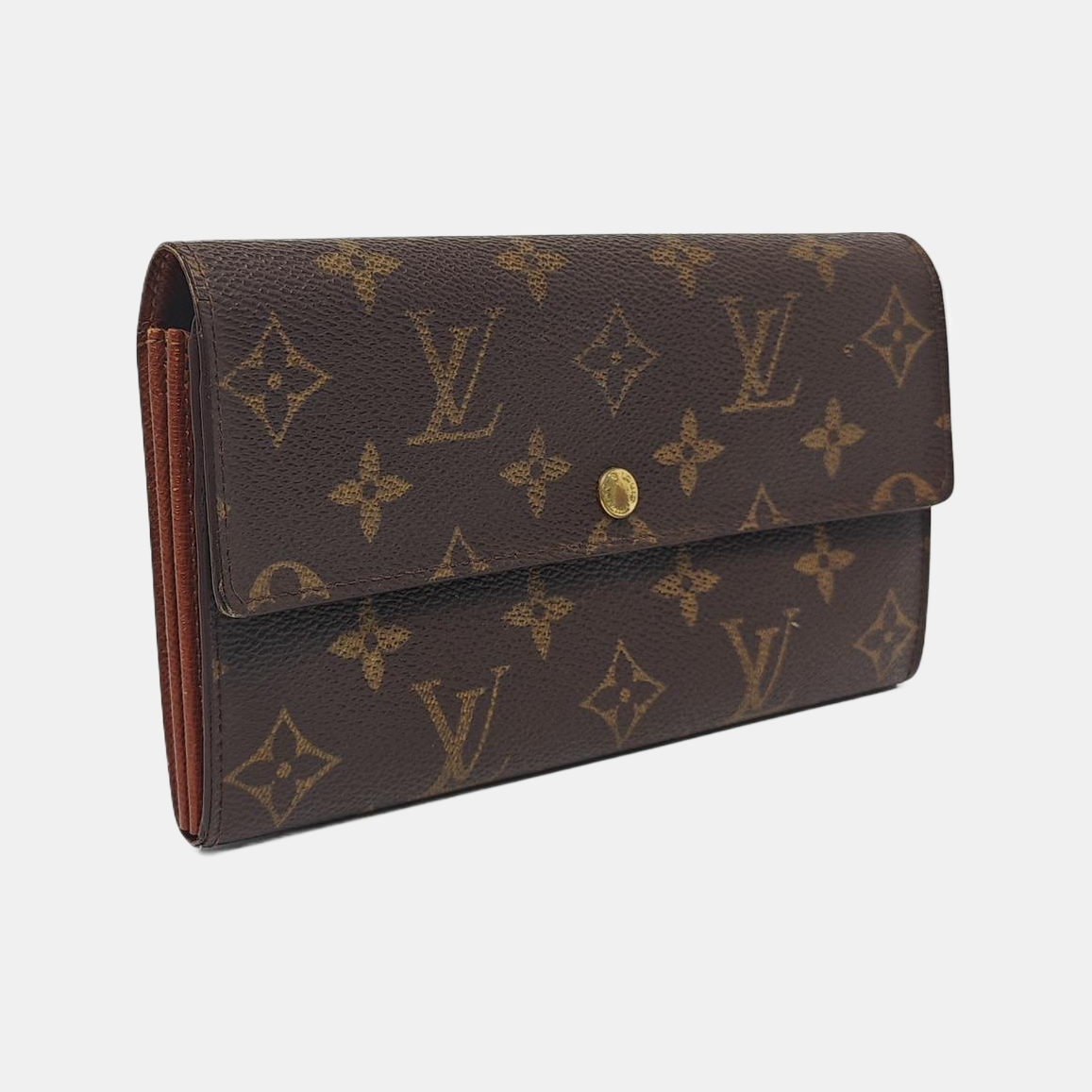 PORTE MONNAIE Monogram Coated Canvas Brown Wallet
