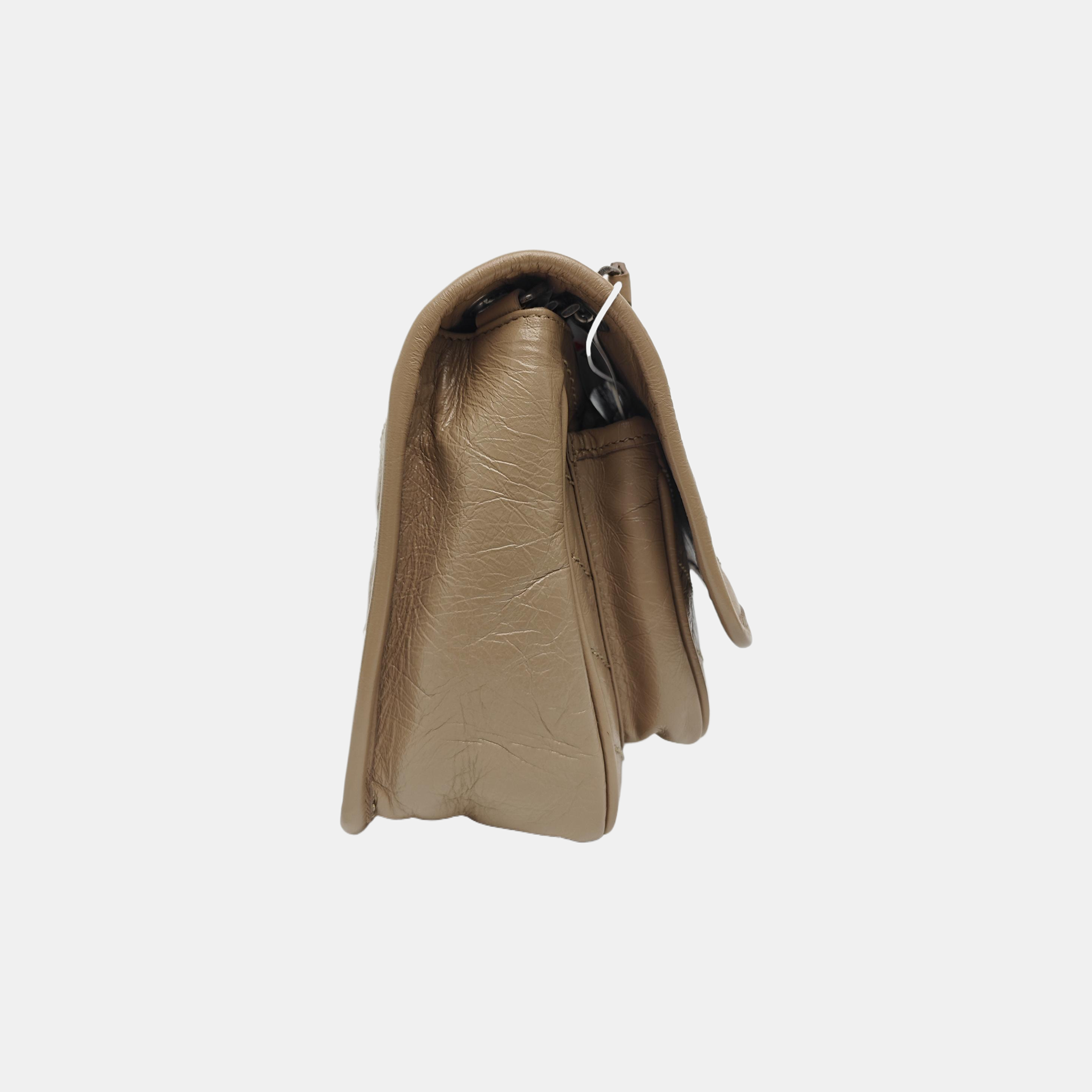 NIKI Small Chevron Calfskin Beige