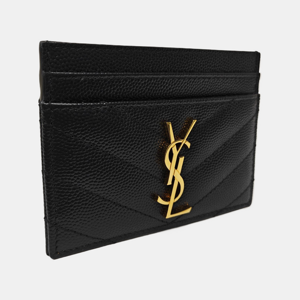 MONOGRAM Chevron Calfskin Black Card Holder