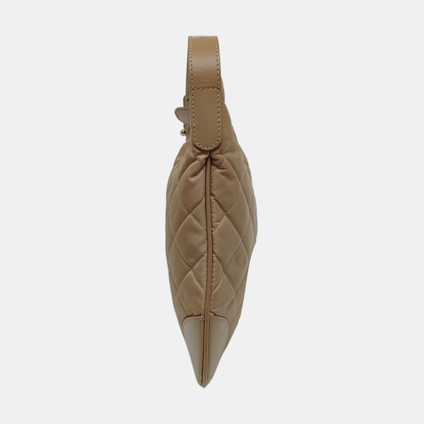 Quilted Nylon Shoulder Bag Beige