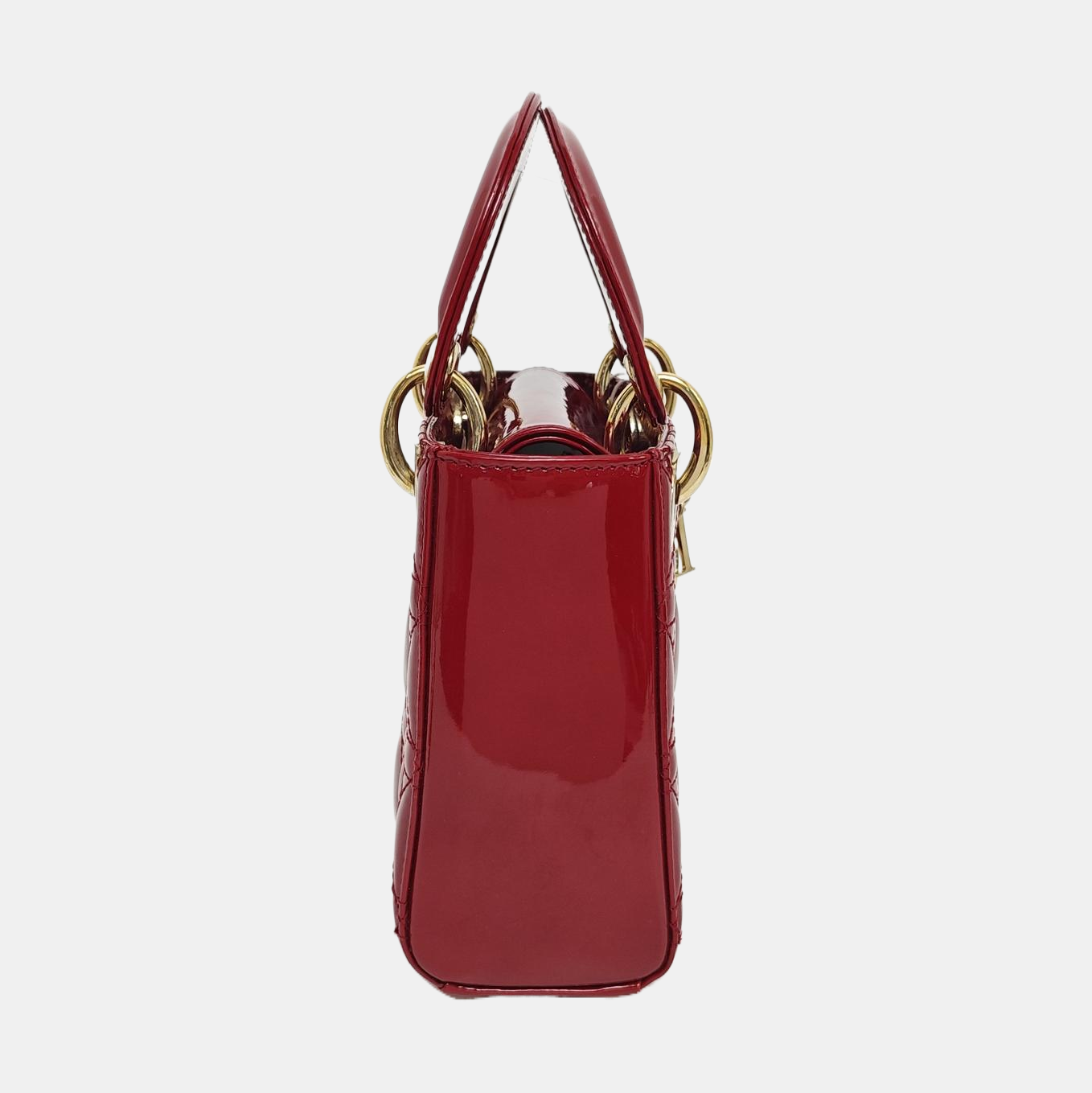 Lady Dior Mini Quilted Patent Leather Red