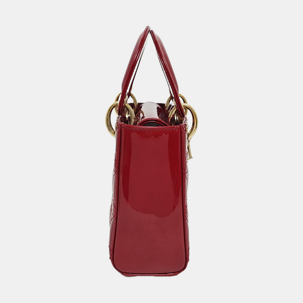 Lady Dior Mini Quilted Patent Leather Red