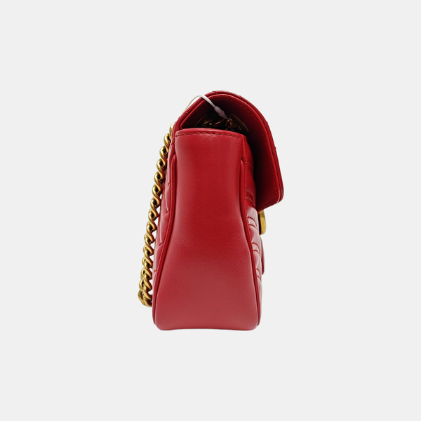 GG Marmont Medium Quilted Calfskin Red