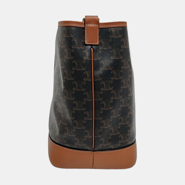 Authenticated pre-owned  TRIOMPHE CANVAS Medium Coated Canvas Brown - Bucket Bag at Looply