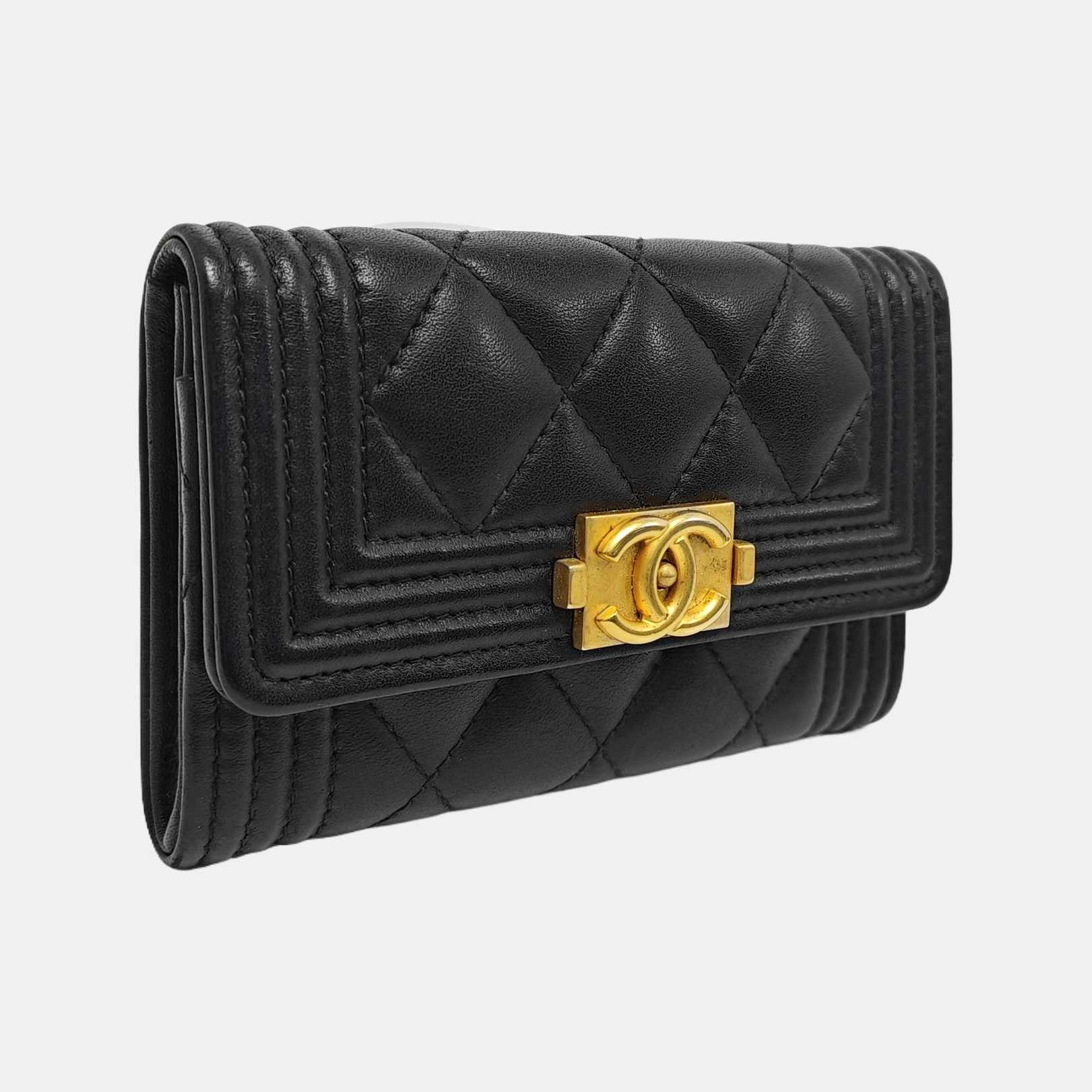 BOY CHANEL Quilted Calfskin Black Wallet