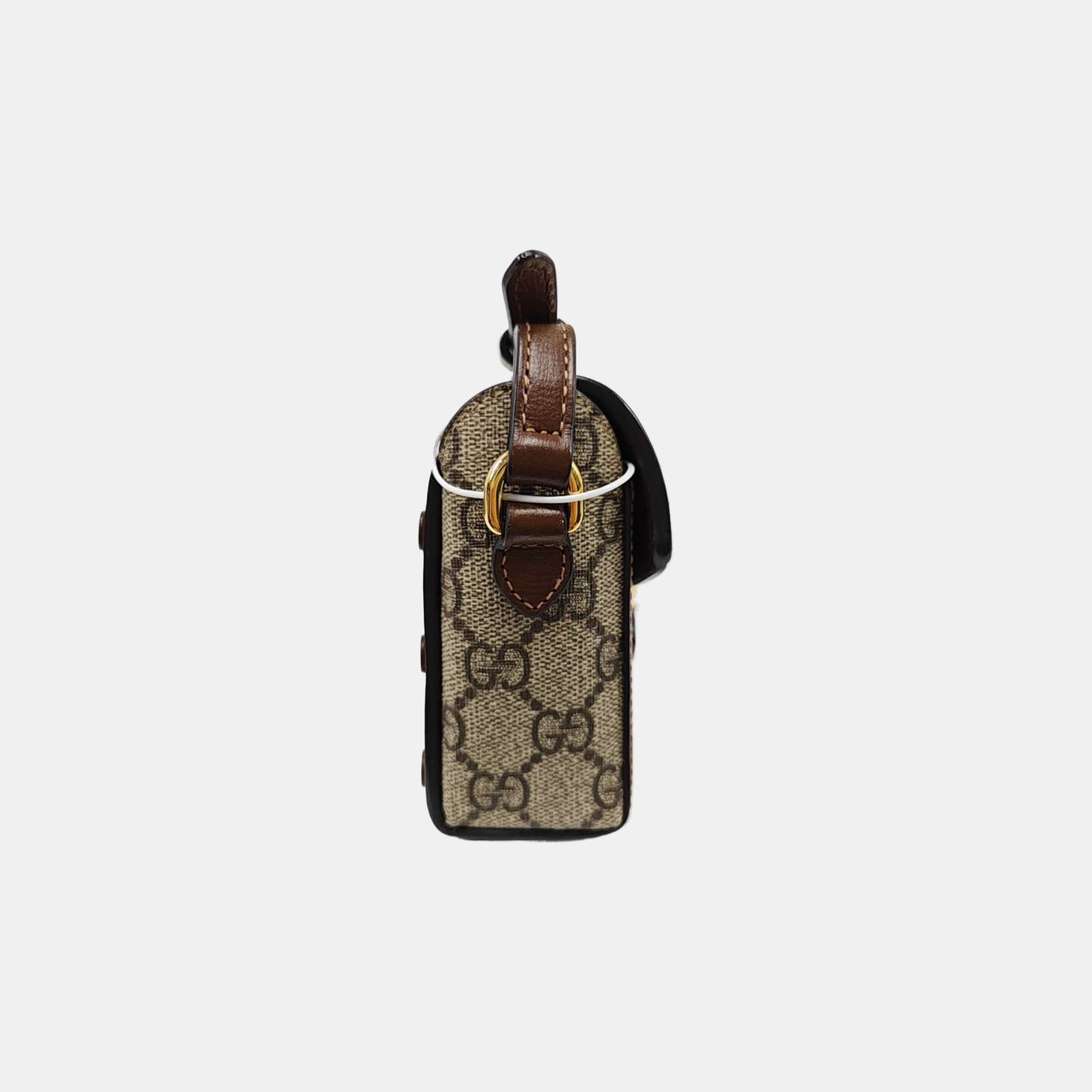 Authenticated pre-owned  Horsebit 1955 Mini Monogram Coated Canvas Beige - Shoulder Bag at Looply