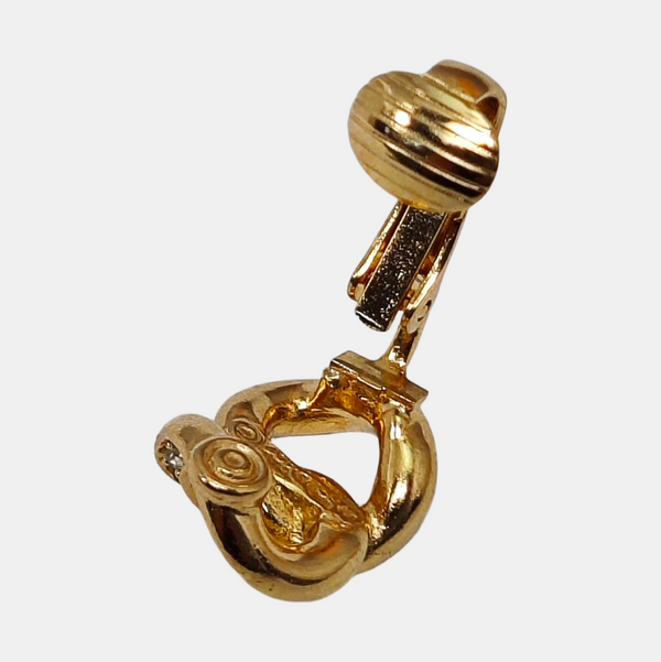 Twist Round Metal Gold Clip On Earrings