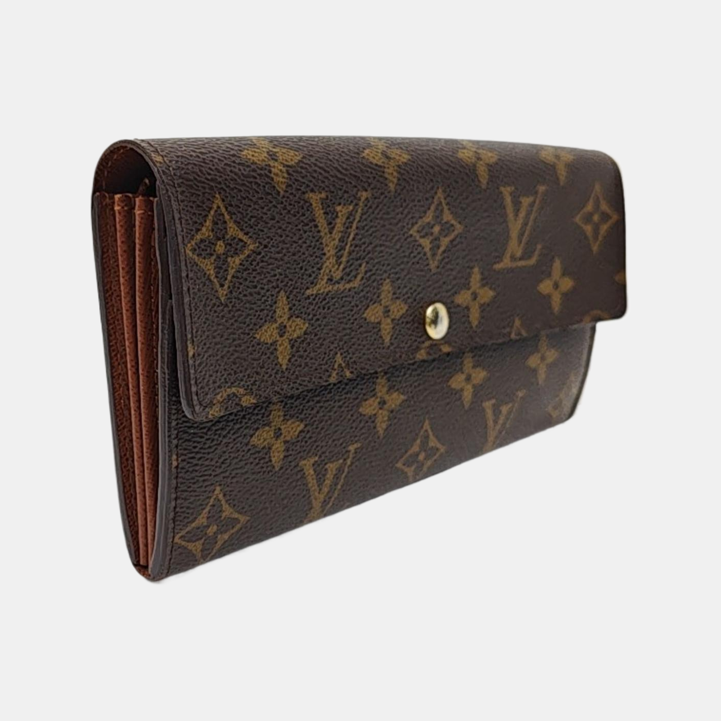 PORTE MONNAIE Monogram Coated Canvas Brown Wallet