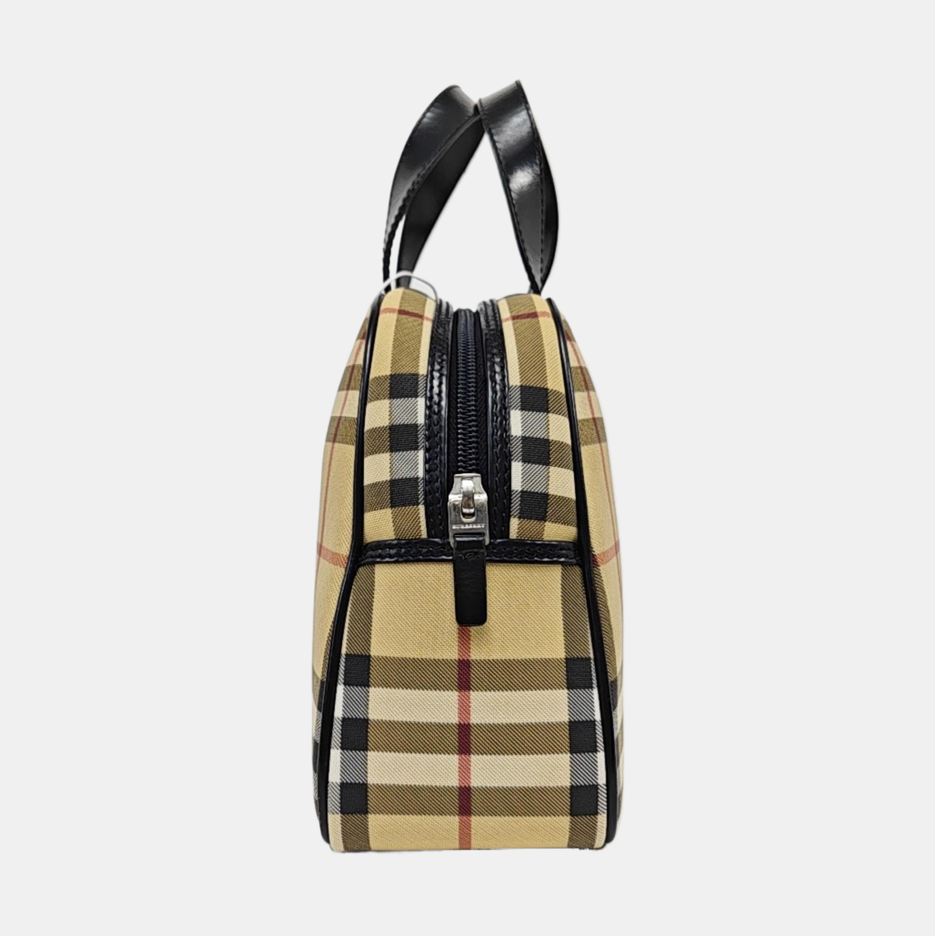 Coated Canvas Top Handle Bag Beige