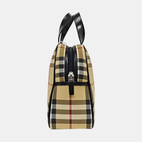 Coated Canvas Top Handle Bag Beige