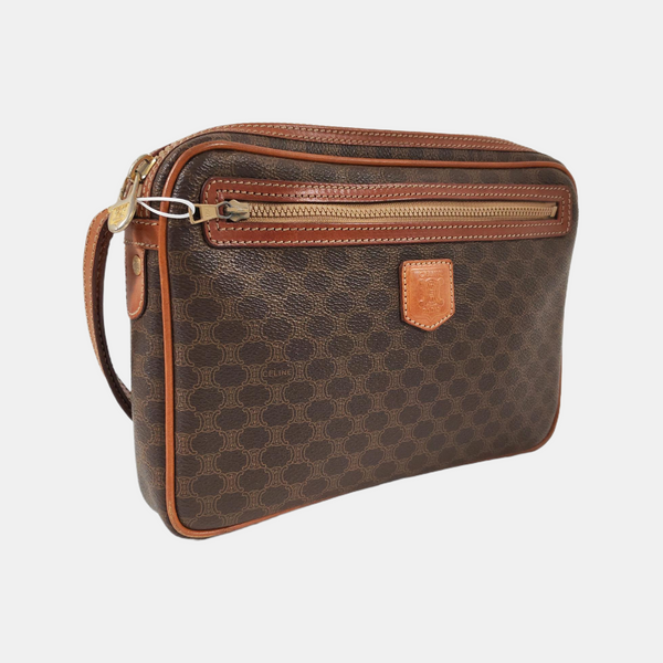 Authenticated pre-owned  MACADAM CLUTCHES Coated Canvas Brown - Clutch at Looply