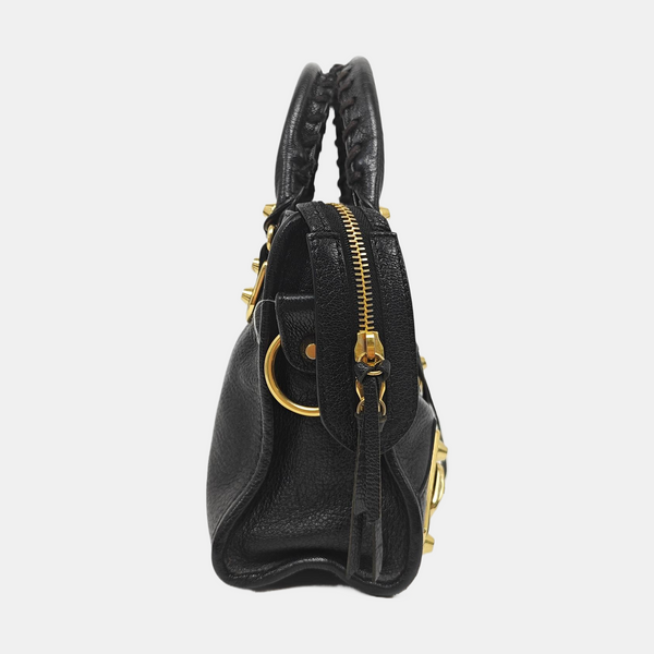 Classic Metallic Edge City Mini Lambskin Black
