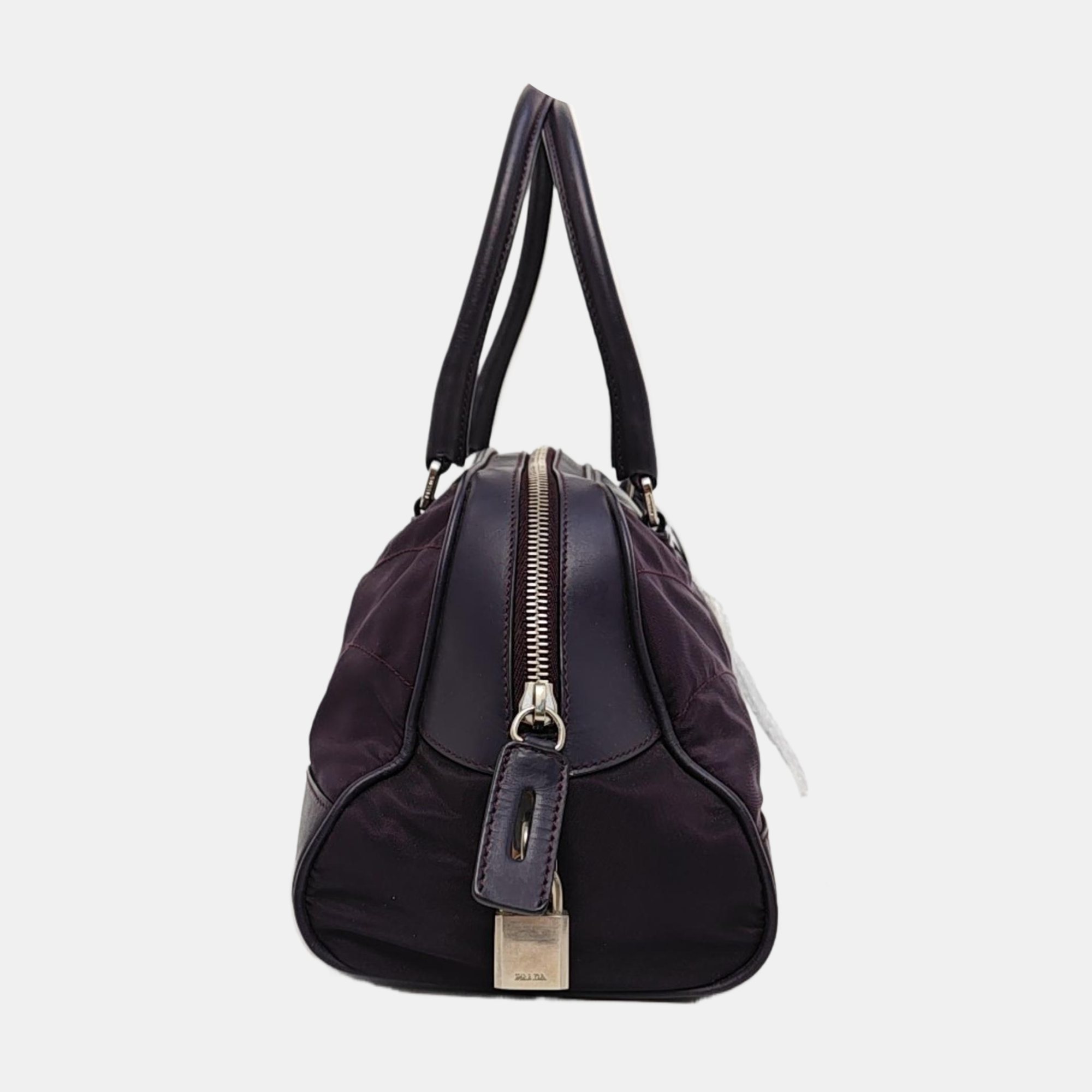 Quilted Nylon Top Handle Bag Purple