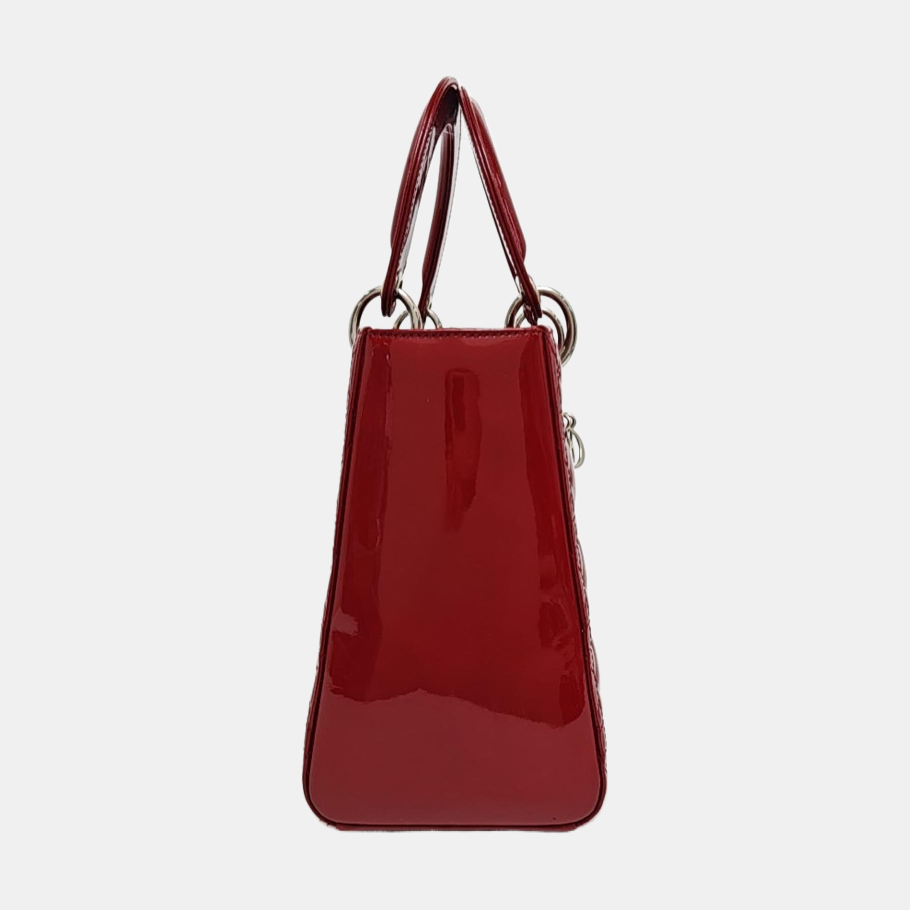 Lady Dior Medium Cannage Patent Leather Red