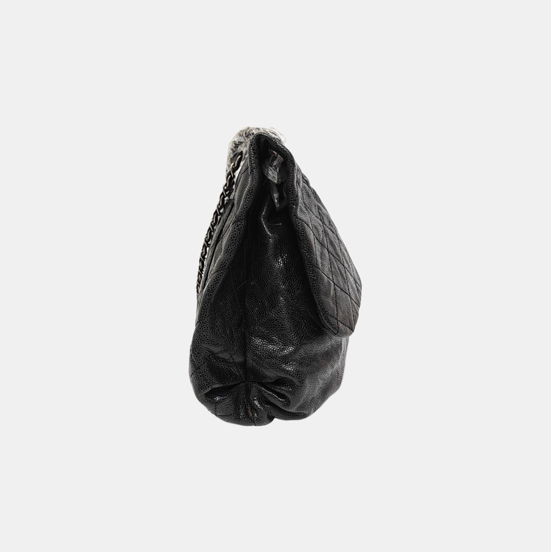Quilted Grained Calfskin Shoulder Bag Black