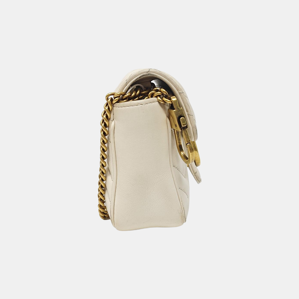 GG Marmont Mini Quilted Calfskin White