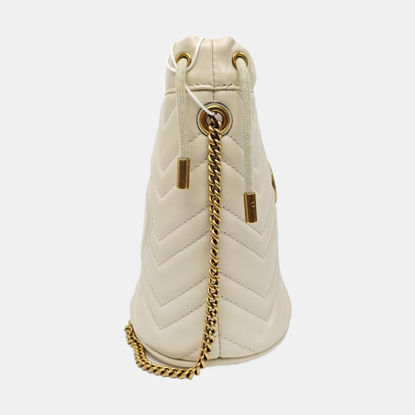 GG Marmont Mini Quilted Calfskin White