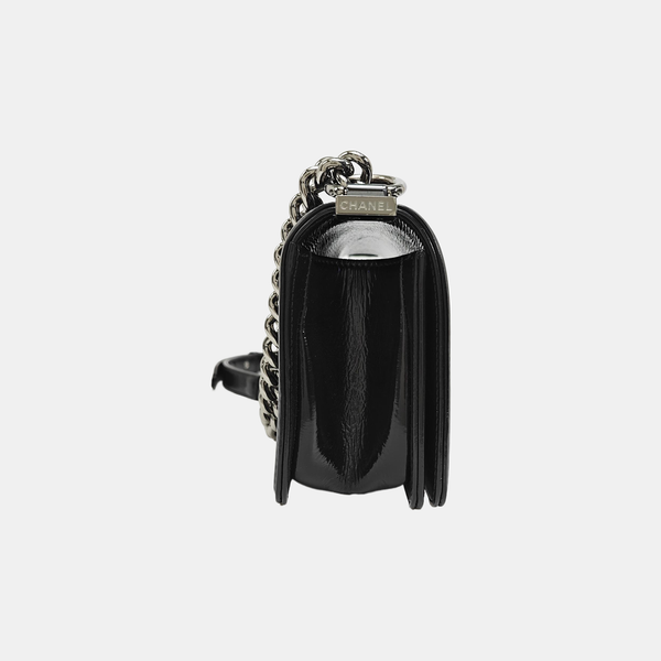 BOY CHANEL Small Quilted Patent Leather Black