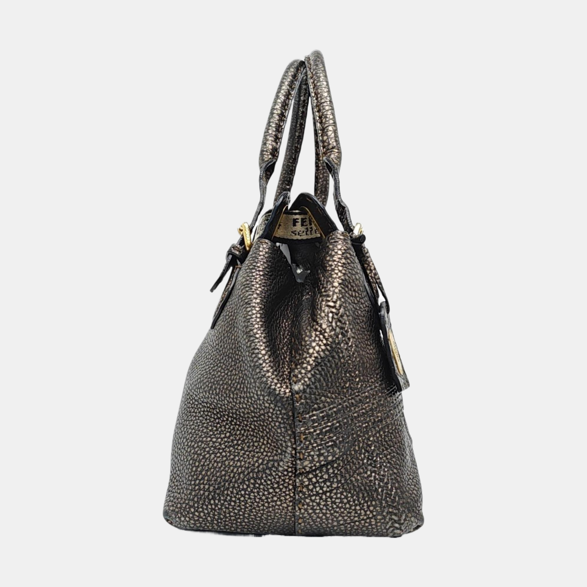 Calfskin Top Handle Bag Gold
