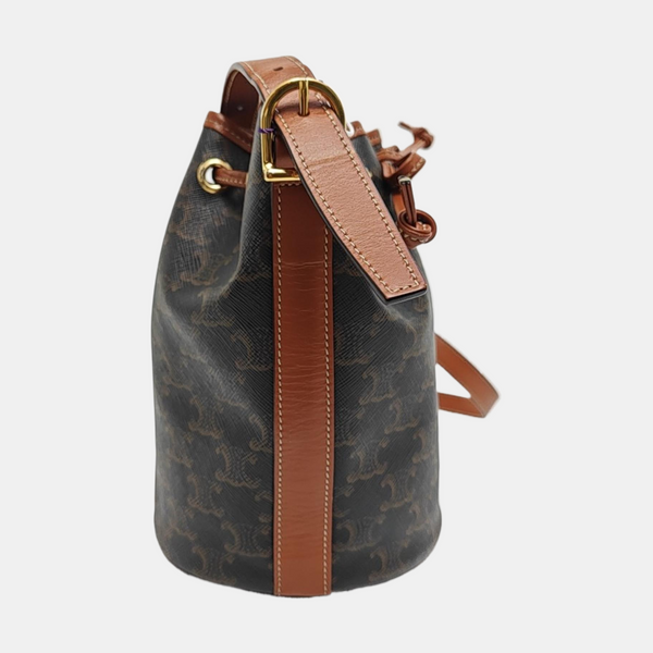 Authenticated pre-owned  TRIOMPHE CANVAS Small Coated Canvas Brown - Bucket Bag at Looply