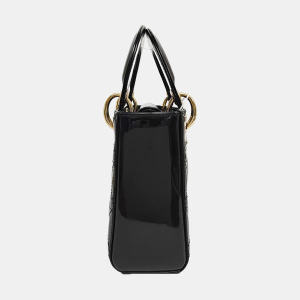 Lady Dior Mini Quilted Patent Leather Black