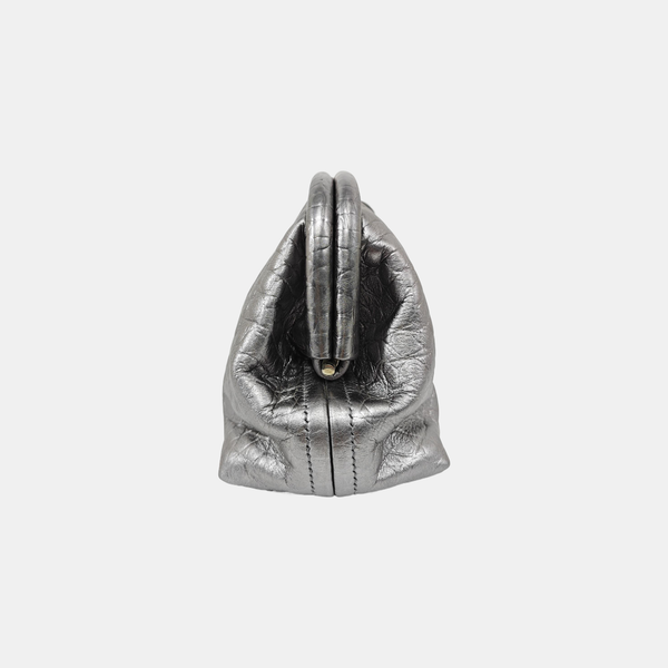 Calfskin Clutch Extra Small Silver
