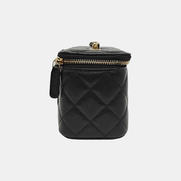 VANITY CASE Medium Quilted Grained Calfskin Black