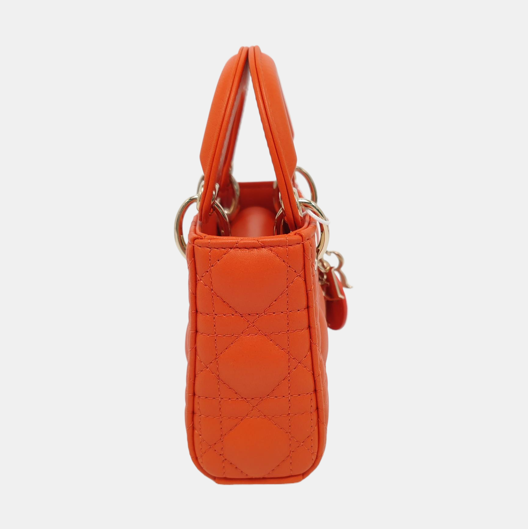 Authenticated pre-owned  Lady Dior Super Mini Cannage Lambskin Orange - Shoulder Bag at Looply