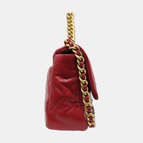 CHANEL 19 Large Quilted Lambskin Red