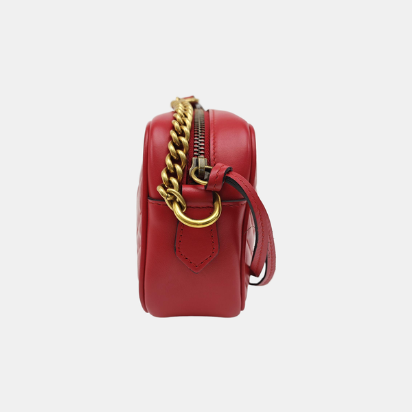 GG Marmont Super Mini Quilted Calfskin Red