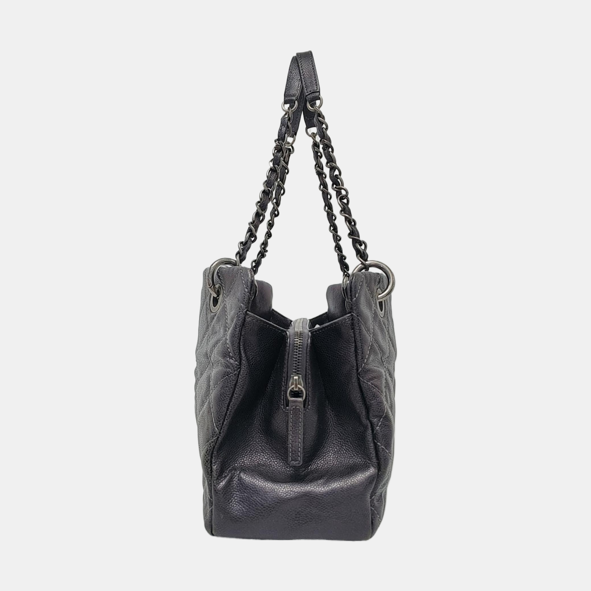 CC TIMELESS SOFT Small Quilted Grained Calfskin Gray
