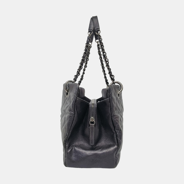 CC TIMELESS SOFT Small Quilted Grained Calfskin Gray