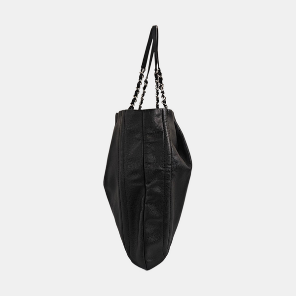 Grained Calfskin Tote Bag Black
