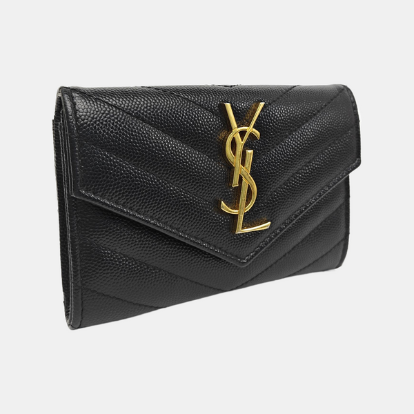 MONOGRAM Chevron Calfskin Black Card Holder