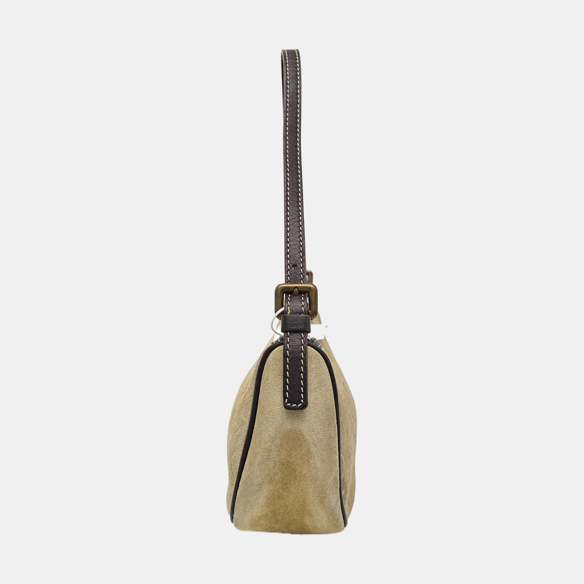 Suede Top Handle Bag Beige