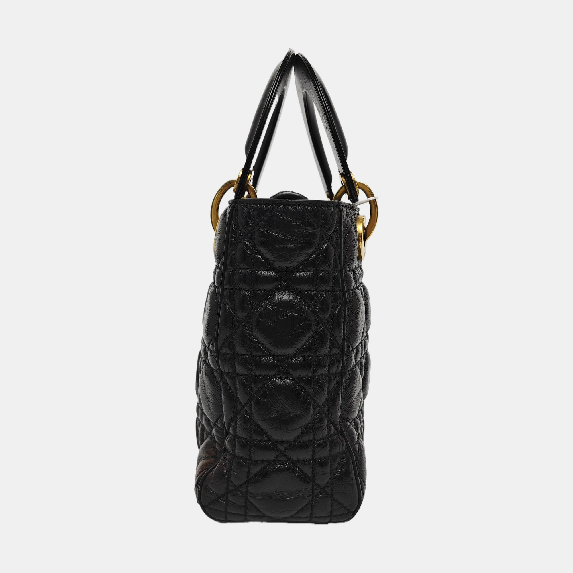 Authenticated pre-owned  Lady Dior Small Quilted Lambskin Black - Tote Bag at Looply