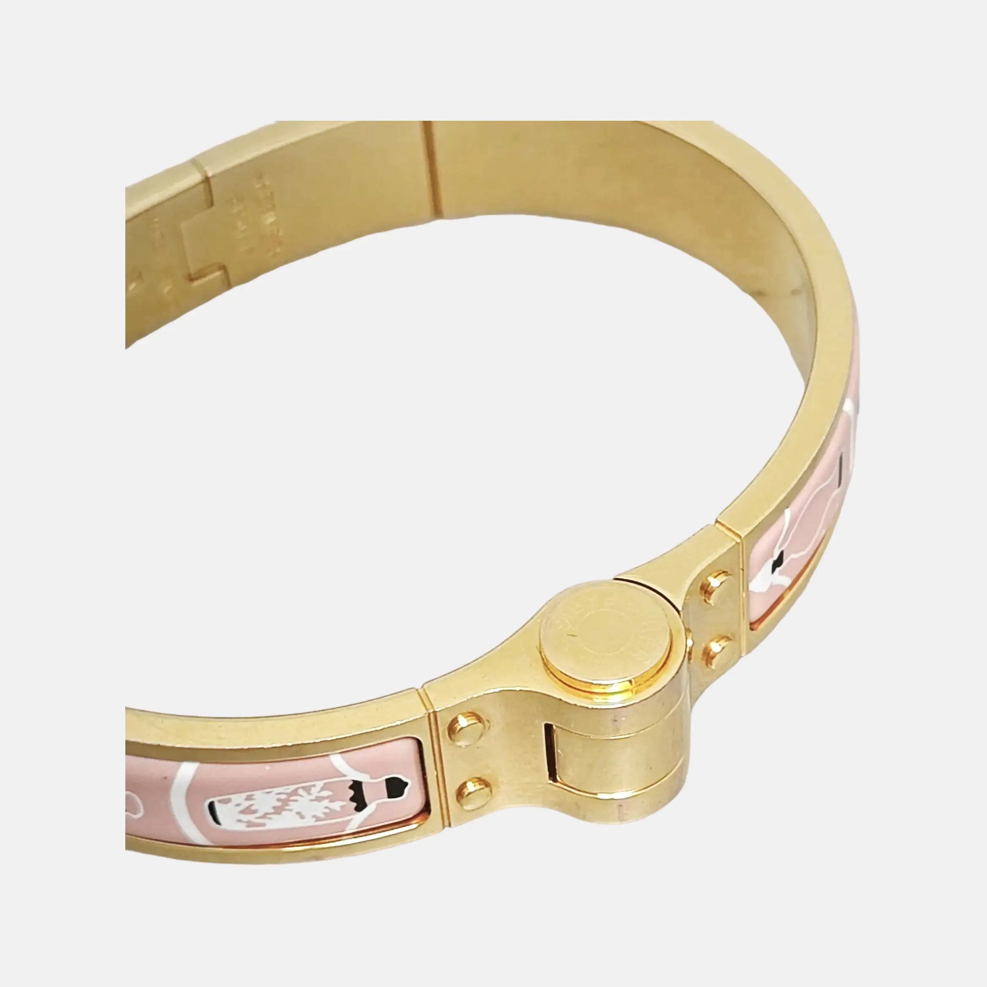 Enamel Hinged Bracelet Metal Gold Bangle