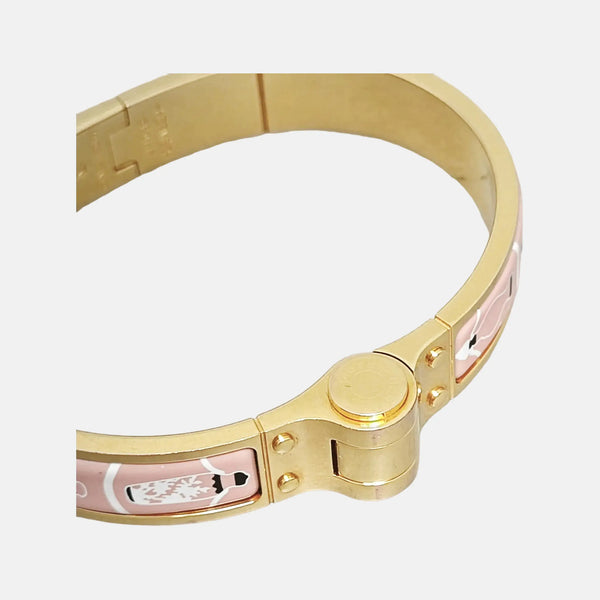 Enamel Hinged Bracelet Metal Gold Bangle