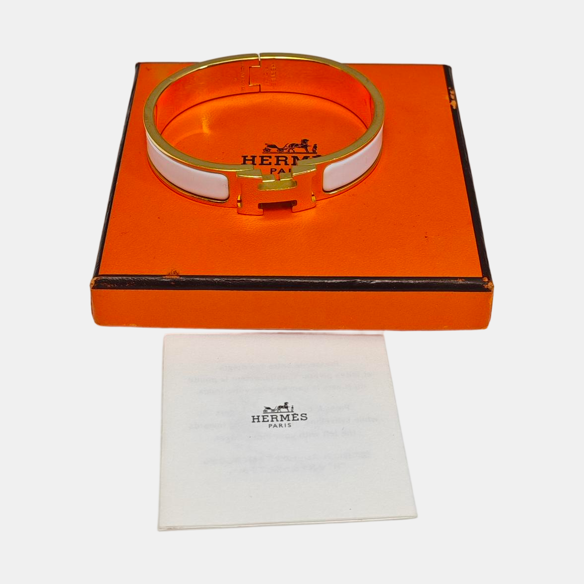 Clic H Metal White Bangle