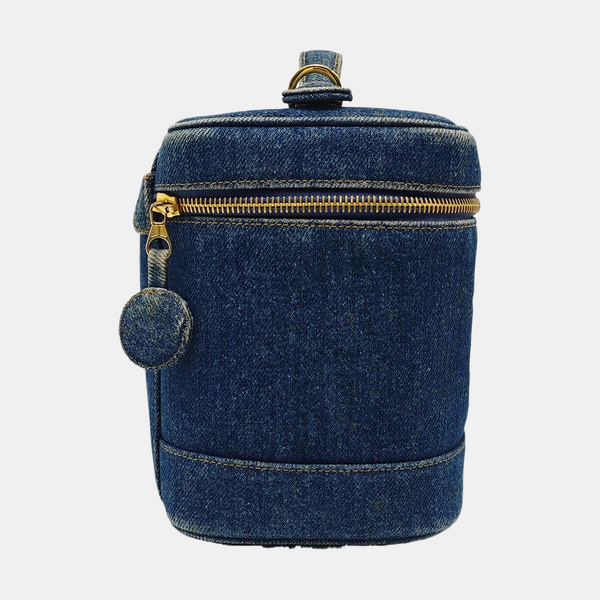 VINTAGE COSMETIC BAGS Quilted Denim Blue