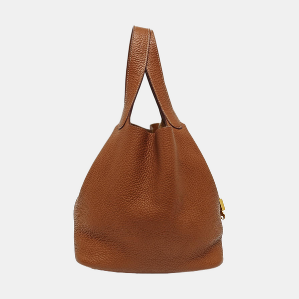 Authenticated pre-owned  Picotin Lock 22 Clemence Brown - Bucket Bag at Looply