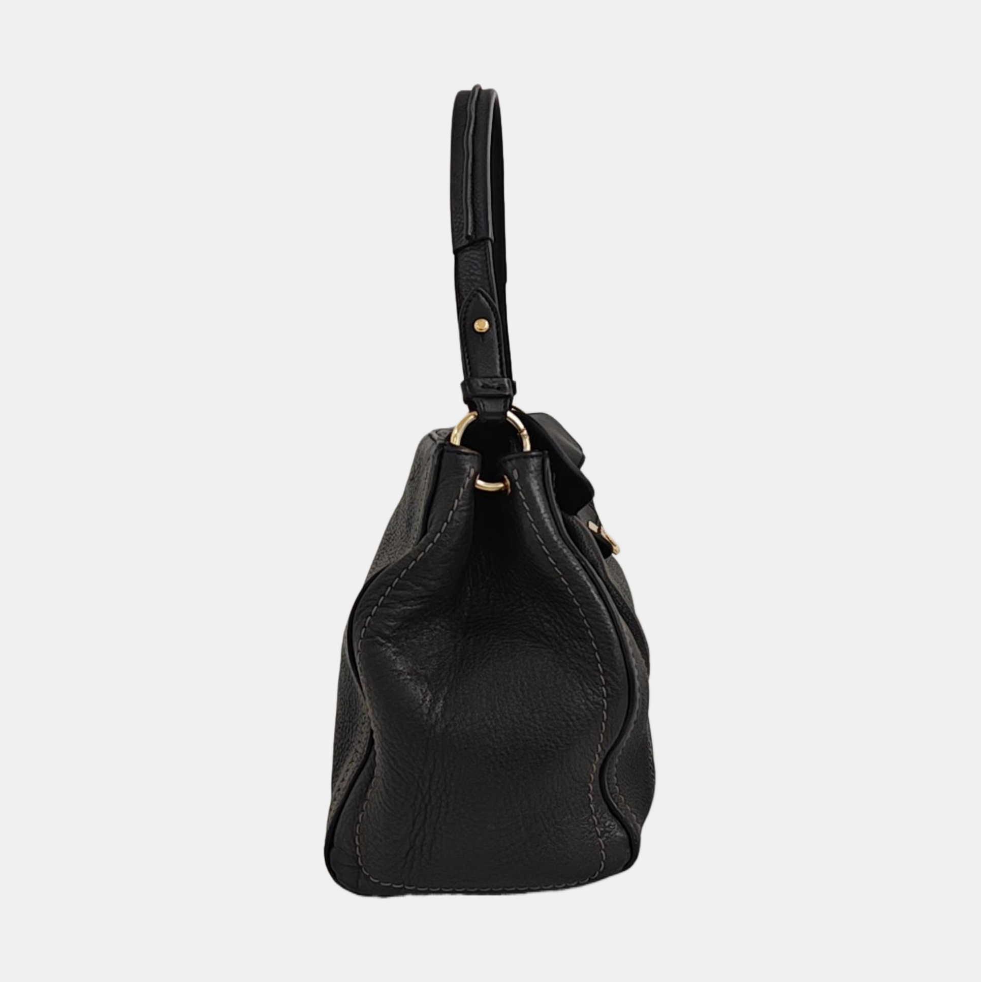 Calfskin Shoulder Bag Black