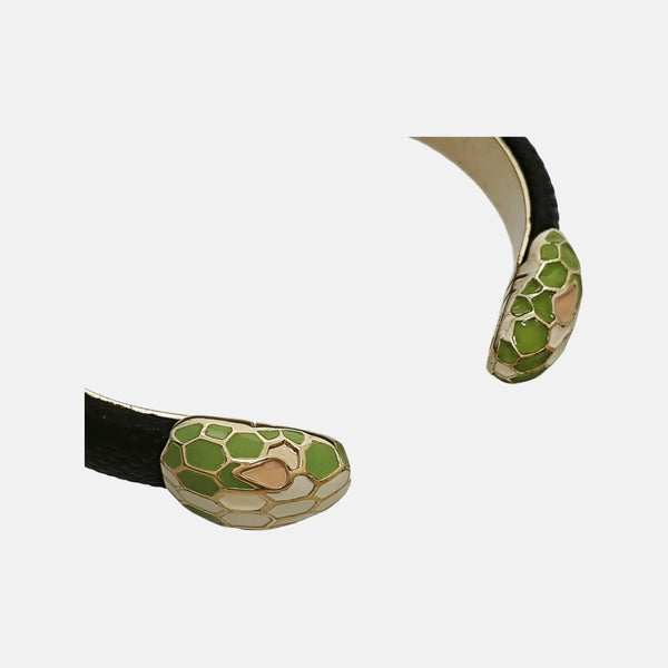 Pulsera Serpentine de cuero negro