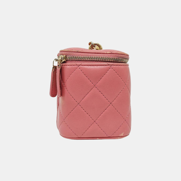 VANITY CASE Small Quilted Lambskin Pink