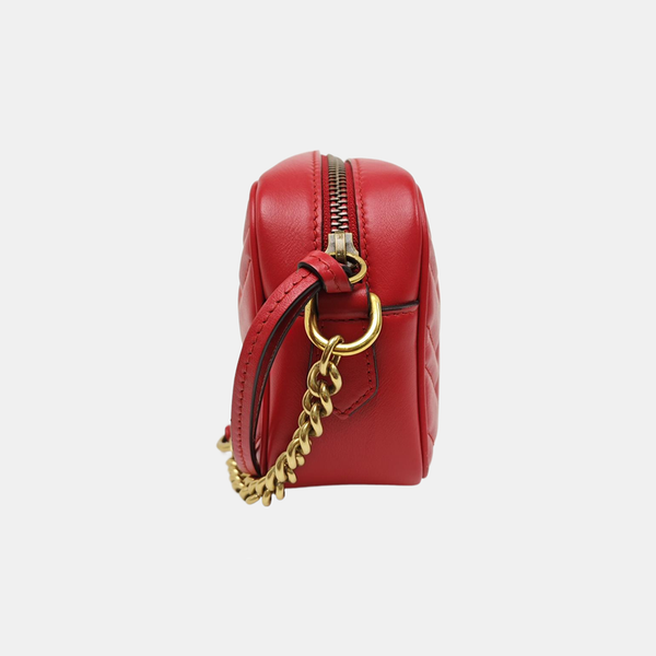 GG Marmont Super Mini Quilted Calfskin Red