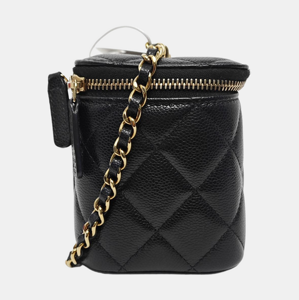 VANITY CASE Small Quilted Grained Calfskin Black