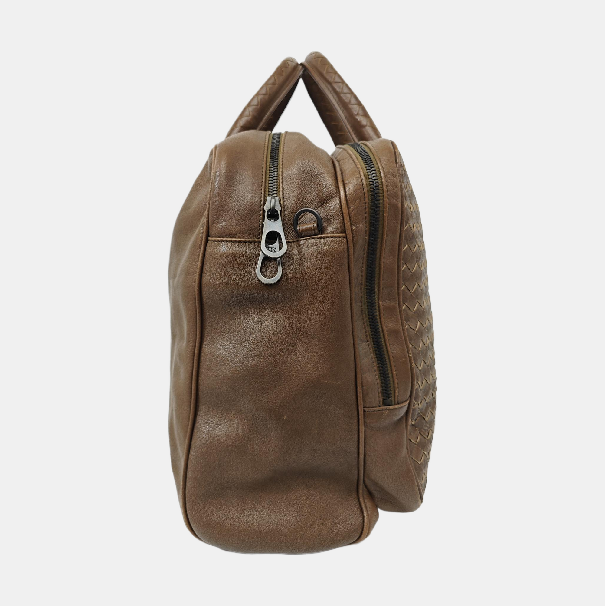 Leather Top Handle Bag Brown