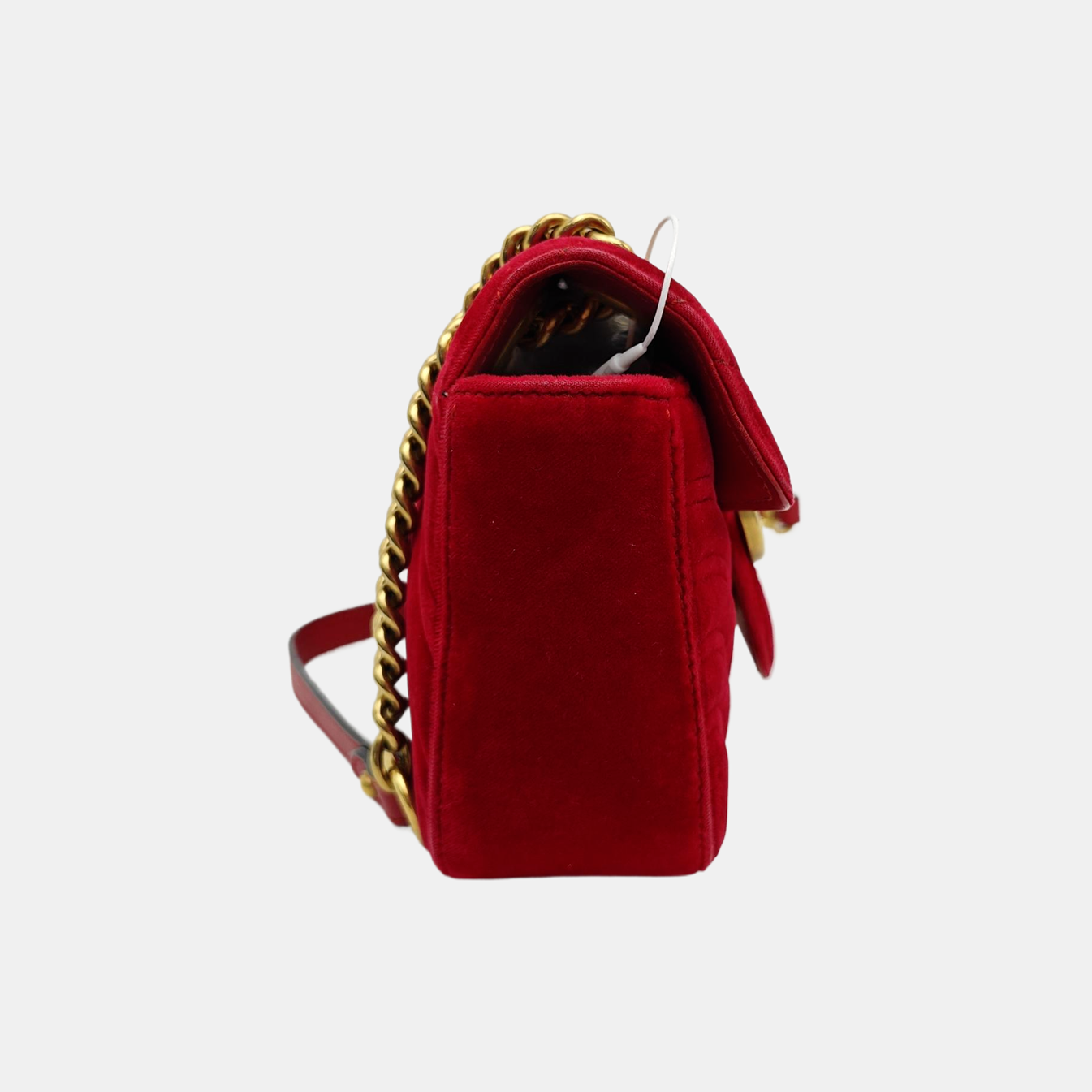 GG Marmont Small Quilted Velvet Red